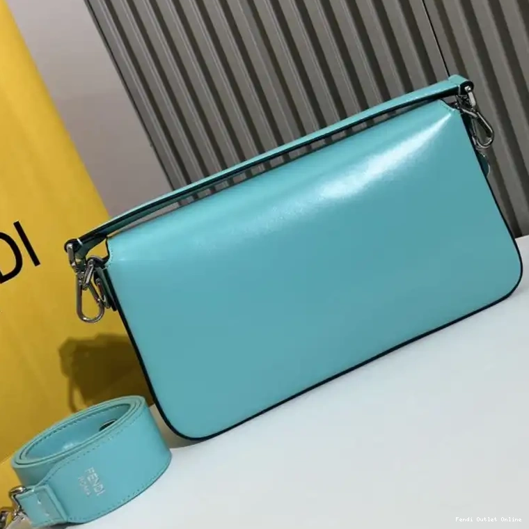Cheap Fendi In Baguette Blue Smooth Tiffany Bag Medium Leather 0530